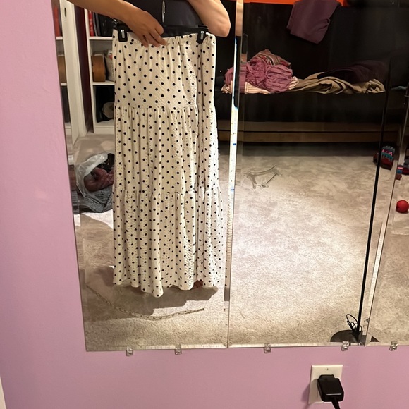 Maxi skirt or dress white with black polka dots. - Picture 4 of 7